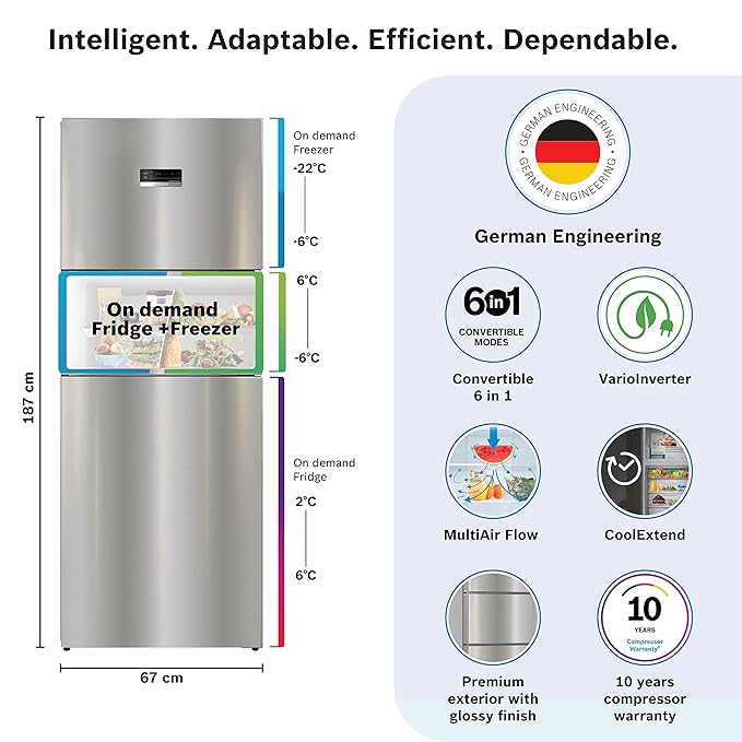 Bosch MaxFlex Convert Inverter Frost Free Triple Door Refrigerator Appliance - Image 3